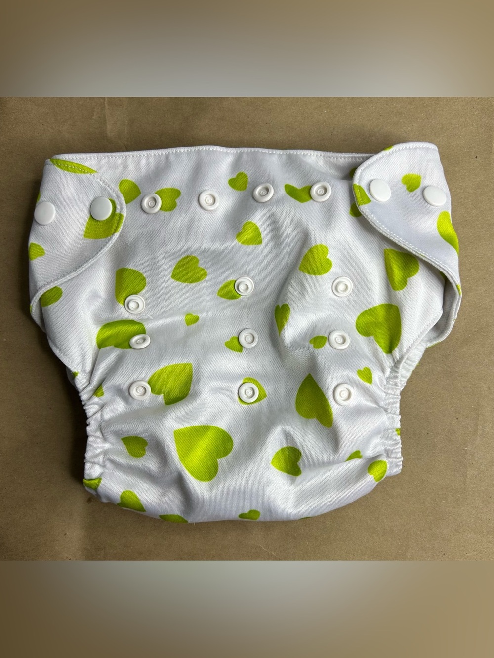 5 for $25🔥Happy Flute Lime Green Heart Print Adjustable Diaper